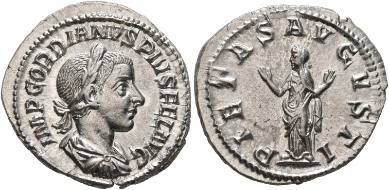Gordian III, 238-244. Denarius (Silver, 20 mm, 2.67 g, 4 h), Rome, 240. IMP GORD...