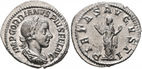 Gordian III, 238-244. Denarius (Silver, 20 mm, 2.67 g, 4 h), Rome, 240. IMP GORDIANVS PIVS FEL AVG Laureate, draped and cuirassed bust of Gordian III ...