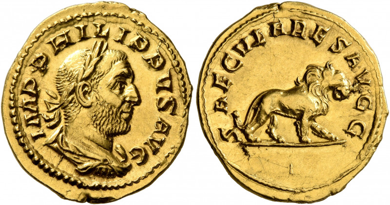 Philip I, 244-249. Aureus (Gold, 21 mm, 4.73 g, 6 h), Rome, 248. IMP PHILIPPVS A...