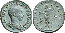 Philip II, as Caesar, 244-247. Sestertius (Orichalcum, 29 mm, 16.55 g, 12 h), Rome, 246-247. M IVL PHILIPPVS CAES Bare-headed and draped bust of Phili...