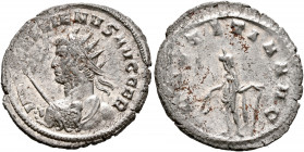 Gallienus, 253-268. Antoninianus (Billon, 23 mm, 4.19 g, 5 h), Mediolanum, 263-264. IMP GALLIENVS AVG GER Radiate bust of Gallienus to left, seen from...