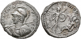 Gallienus, 253-268. 'Denarius' (Silver, 19 mm, 2.90 g, 5 h), an 'offstrike' from aureus dies, Rome (?), circa 266-267. GALLIENVS P F AVG Cuirassed bus...