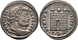Diocletian, 284-305. Argenteus (Silver, 20 mm, 3.33 g, 12 h), Thessalonica, 302. DIOCLETI-ANVS AVG Laureate head of Diocletian to right. Rev. VIRTVS -...