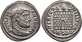 Diocletian, 284-305. Argenteus (Silver, 20 mm, 3.39 g, 11 h), Serdica, 303-305. DIOCLETI-ANVS AVG Laureate head of Diocletian to right. Rev. VIRTVS - ...