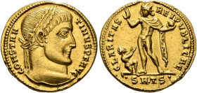 Constantine I, 307/310-337. Solidus (Gold, 19 mm, 4.70 g, 1 h), Thessalonica, 317. CONSTAN-TINVS P F AVG Laureate head of Constantine I to right. Rev....