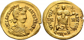 UNCERTAIN GERMANIC TRIBES, Pseudo-Imperial coinage. Circa mid to late 5th century. Solidus (Gold, 22 mm, 4.44 g, 6 h), imitating Valentinian III, 425-...