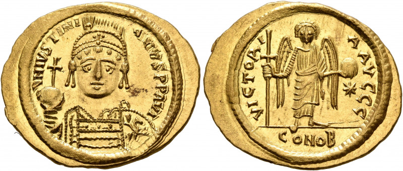 Justinian I, 527-565. Solidus (Gold, 23 mm, 4.47 g, 6 h), Thessalonica, 538-545....