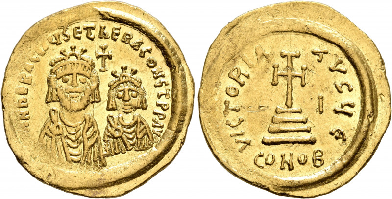 Heraclius, with Heraclius Constantine, 610-641. Solidus (Gold, 21 mm, 4.51 g, 6 ...