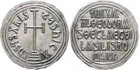 Michael III "the Drunkard", with Theodora and Thecla, 842-867. Miliaresion (Silver, 23 mm, 1.93 g, 12 h), Constantinopolis, 842-856. IҺSЧS XRISTЧS ҺIC...