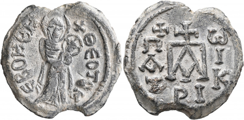 Paulos, patrikios, circa 700-750. Seal (Lead, 30 mm, 17.23 g, 12 h). +ΘEOTOKE BO...