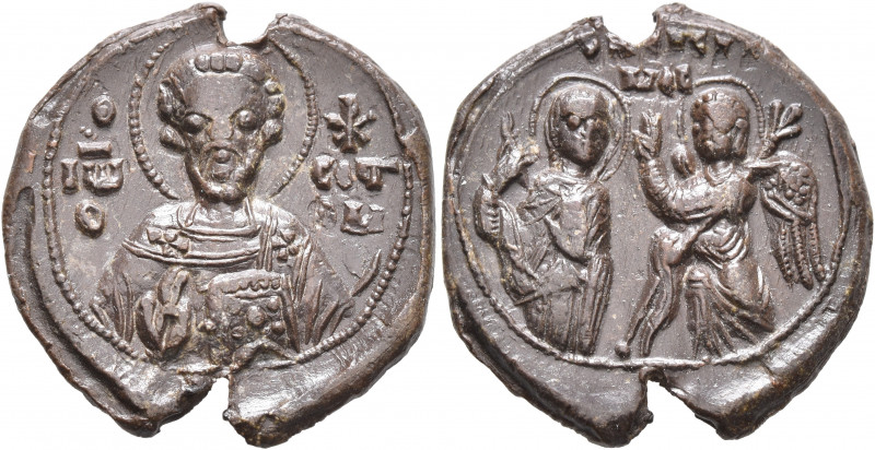Anonymous, 11th century. Seal (Lead, 22 mm, 6.38 g, 12 h). Θ / IⲰ / O - XP /CO C...