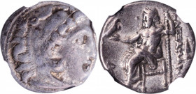 MACEDON. Kingdom of Macedon. Philip III, 323-317 B.C. AR Drachm, Kolophon Mint, ca. 322-319 B.C. NGC VF.

Pr-1763. Struck in the name and types of A...