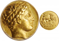 MACEDON. Kingdom of Macedon. Time of Philip III to Kassander, ca. 323/2-315 B.C. AV Stater, Pella Mint. ANACS EF 45.

SNG ANS-265-9. Obverse: Laurea...
