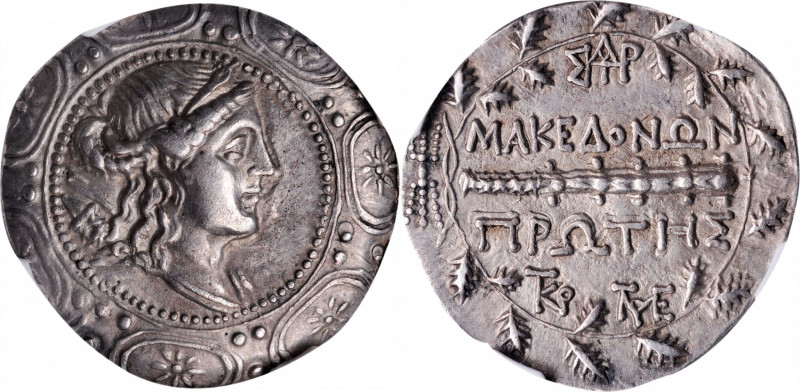 MACEDON. Under the Romans. AR Tetradrachm (16.73 gms), Amphipolis Mint, First Me...