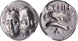 THRACE. The Danubian District. Istros. AR Drachm (5.13 gms), ca. 256/5-240 B.C. NGC Ch EF, Strike: 5/5 Surface: 5/5.

HGC-3.2, 1804. Obverse: Facing...