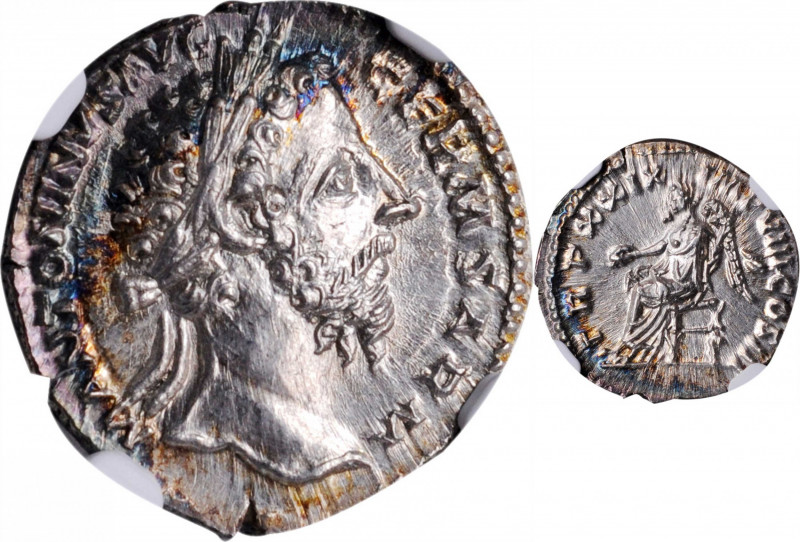 MARCUS AURELIUS, A.D. 161-180. AR Denarius (3.29 gms), Rome Mint, A.D. 175. NGC ...
