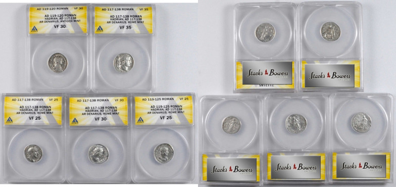 MIXED LOTS. Quintet of Silver Denarii (5 Pieces), Rome Mint, Hadrian, A.D. 117-1...