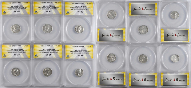 MIXED LOTS. Sextet of Silver Denarii (6 Pieces), Rome Mint, Antoninus Pius, A.D....