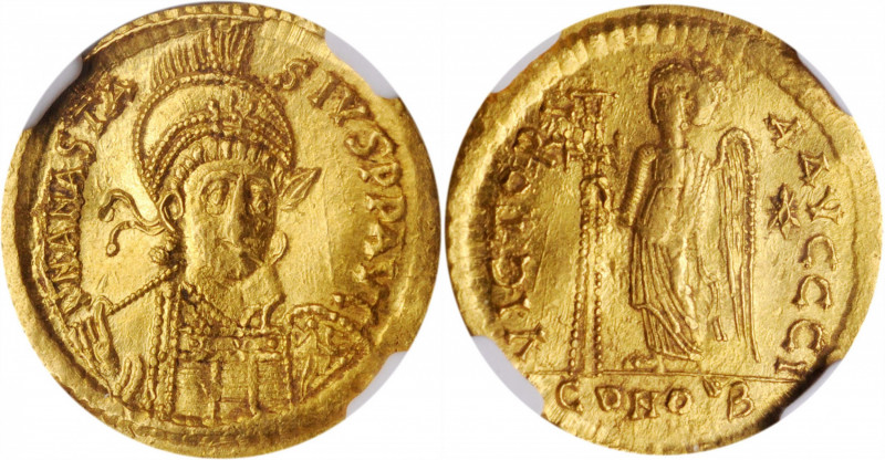 ANASTASIUS I, 491-518. AV Solidus (4.50 gms), Constantinople Mint, 10th Officina...