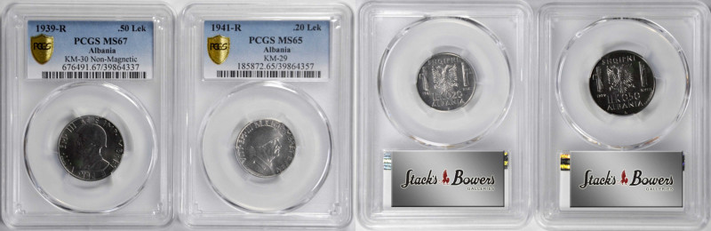 ALBANIA. Duo of Stainless Steel Minors (2 Pieces), 1939-41. Rome Mint. Both PCGS...
