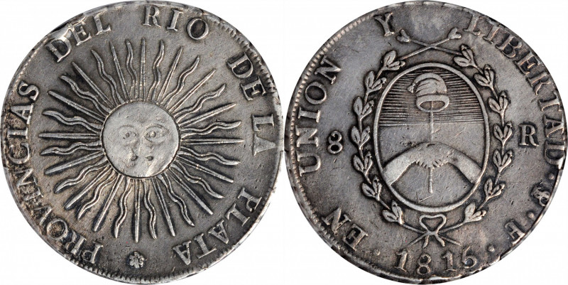 ARGENTINA. 8 Reales, 1815-PTS F. Potosi Mint. PCGS Genuine--Tooled, EF Details....