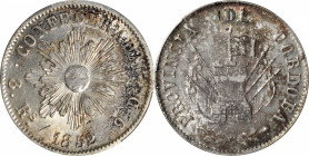 ARGENTINA. Cordoba. 8 Reales, 1852. PCGS AU-58.

KM-32. A tremendous provincial issue, this crown radiates with intense luster and eye appeal, all w...