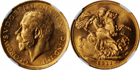 AUSTRALIA. Sovereign, 1911-S. Sydney Mint. George V. NGC MS-64.

Fr-28; S-4003; KM-29. A crisply struck and attractive near-Gem, with deep golden co...