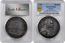 AUSTRIA. Siege of Barcelona Silver Medal, 1706. PCGS SPECIMEN-40.

Mont-1336. Struck to commemorate the Grand Alliance victory during the War of the...