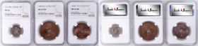 BELGIAN CONGO. Trio of Minors (3 Pieces), 1888-1911. All NGC Certified.

This lovely gathering of high-grade examples offers Gem and choice-Gem surv...