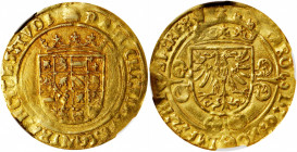 BELGIUM. Antwerp. 1/2 Real d'Or, ND (1506-55). Brabant Mint. Charles V. NGC AU-58.

FR-60. Sitting atop the NGC Census Report, this extremely well p...