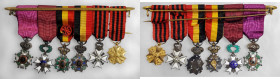 BELGIUM. Leopold Order of the Crown Miniature Medals Bar, ND (ca. 1925). CHOICE VERY FINE.

An attractive pin bearing six different miniature medals...