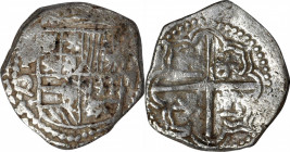 BOLIVIA. Cob 2 Reales, ND (ca. 1598-1621)-P Q. Potosi Mint. Philip III. VERY FINE.

KM-8; Cal-type 128#627. Weight: 6.3 gms. A nicely detailed Cob w...