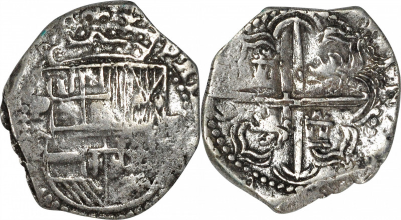 BOLIVIA. Cob 2 Reales, ND (ca. 1613-16)-P Q. Potosi Mint. Philip III. VERY FINE....