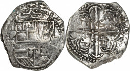 BOLIVIA. Cob 2 Reales, ND (ca. 1613-16)-P Q. Potosi Mint. Philip III. VERY FINE.

KM-8; Cal-type 128#627. Weight: 6.7 gms. A well detailed Cob with ...