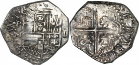 BOLIVIA. Cob 2 Reales, ND (ca. 1612-17)-P M. Potosi Mint. Philip III. VERY FINE.

KM-8; Cal-type 128#628. Weight: 6.8 gms. A boldly detailed and bri...