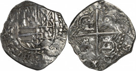 BOLIVIA. Cob 2 Reales, ND (ca. 1612-17)-P M. Potosi Mint. Philip III. FINE.

KM-8; Cal-type 128#628. Weight: 6.7 gms. A bright and moderately detail...