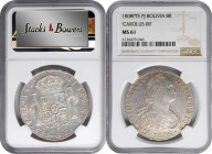 BOLIVIA. 8 Reales, 1808-PTS PJ. Potosi Mint. Charles IV. NGC MS-61.

KM-73; Cal-Type-84#732. "CAROLUS IIII" variety. Mostly white with some yellow t...