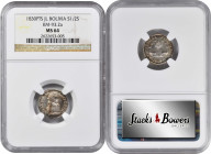 BOLIVIA. 1/2 Sol, 1830-PTS JL. Potosi Mint. NGC MS-64.

KM-93.2a. This lustrous, satin textured example exhibits a lovely overlay of lilac-gray with...