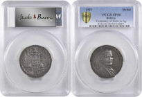 BOLIVIA. President Bautista Saavedra/Centennial of Bolivian Independence Silver Medal, 1925. PCGS SPECIMEN-58.

Diameter: 46mm. Obverse: Bust facing...
