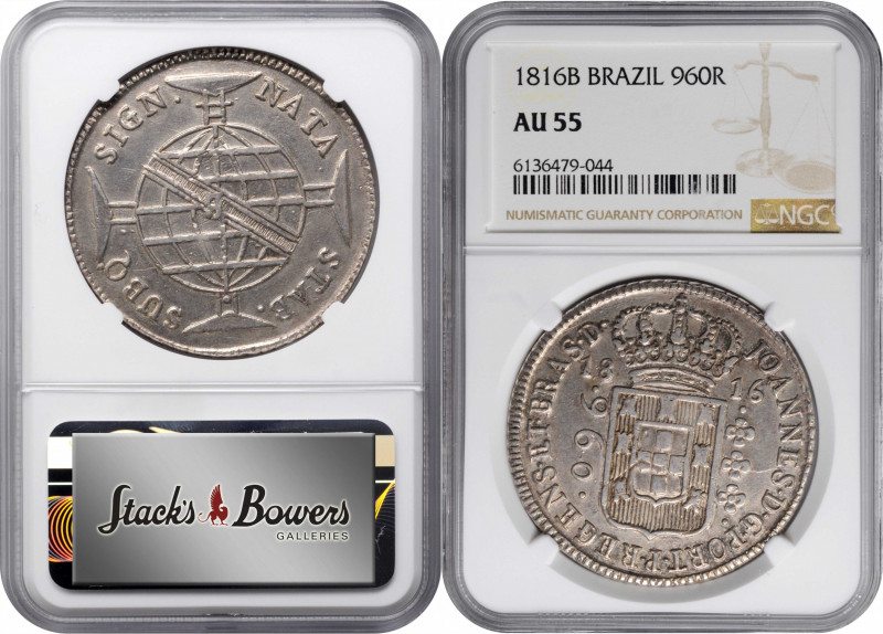 BRAZIL. 960 Reis, 1816-B. Bahia Mint. Joao as Prince Regent. NGC AU-55.

KM-30...