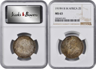 BRITISH WEST AFRICA. 2 Shillings, 1919-H. Heaton Mint. NGC MS-63.

KM-13. A well struck example with satiny surfaces and nice cartwheel luster. Attr...