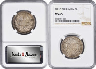 BULGARIA. 2 Leva, 1882. St. Petersburg Mint. Alexander I. NGC MS-65.

KM-5. This nicely preserved Gem example displays light attractive patina with ...