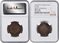 CANADA. Lower Canada. Bank of Montreal. Sou, (ca. 1838). NGC MS-61 Brown.

KM-Tn5; LC-30B. The nicely preserved copper issue exhibits a good strike ...