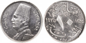 EGYPT. 10 Milliemes, AH 1354 (1935)-H. Heaton Mint. Fuad I. PCGS SPECIMEN-63.

KM-347. A well struck and pleasing coin with flashy luster and cool s...