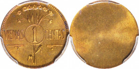 LITHUANIA. Uniface Aluminum-Bronze Centas Trial Strike, ND (1925). Vilnius Mint. PCGS SPECIMEN-66.

KM-TS2 Kop-3639. A wonderful Gem example with an...