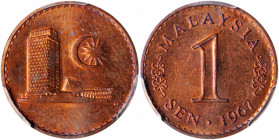 MALAYSIA. Sen, 1967. PCGS SPECIMEN-64 Red Brown.

KM-1. A pleasing, well struck Sen with touches of lilac toning.

Ex. Kings Norton Mint Collectio...