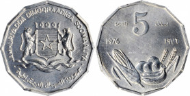 SOMALIA. 5 Senti, 1976. PCGS SPECIMEN-66.

KM-24. A one year, 12-sided FAO type, struck in aluminum. A boldly struck and sharply lustrous coin.

E...