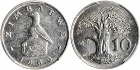 ZIMBABWE. 10 Cents, 1989. Llantrisant Mint. PCGS SPECIMEN-64.

KM-3. A flashy and pleasing example of the type, featuring a Baobab tree on the rever...