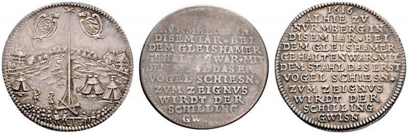 Nürnberg, Stadt. Schaumünze 1616 unsigniert, auf das erste Vogelschießen bei dem...