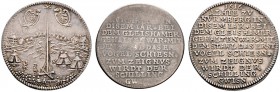 Nürnberg, Stadt. Schaumünze 1616 unsigniert, auf das erste Vogelschießen bei dem Gleißhammer. Schießplatz mit Vogelstange, daneben das zweite und drit...